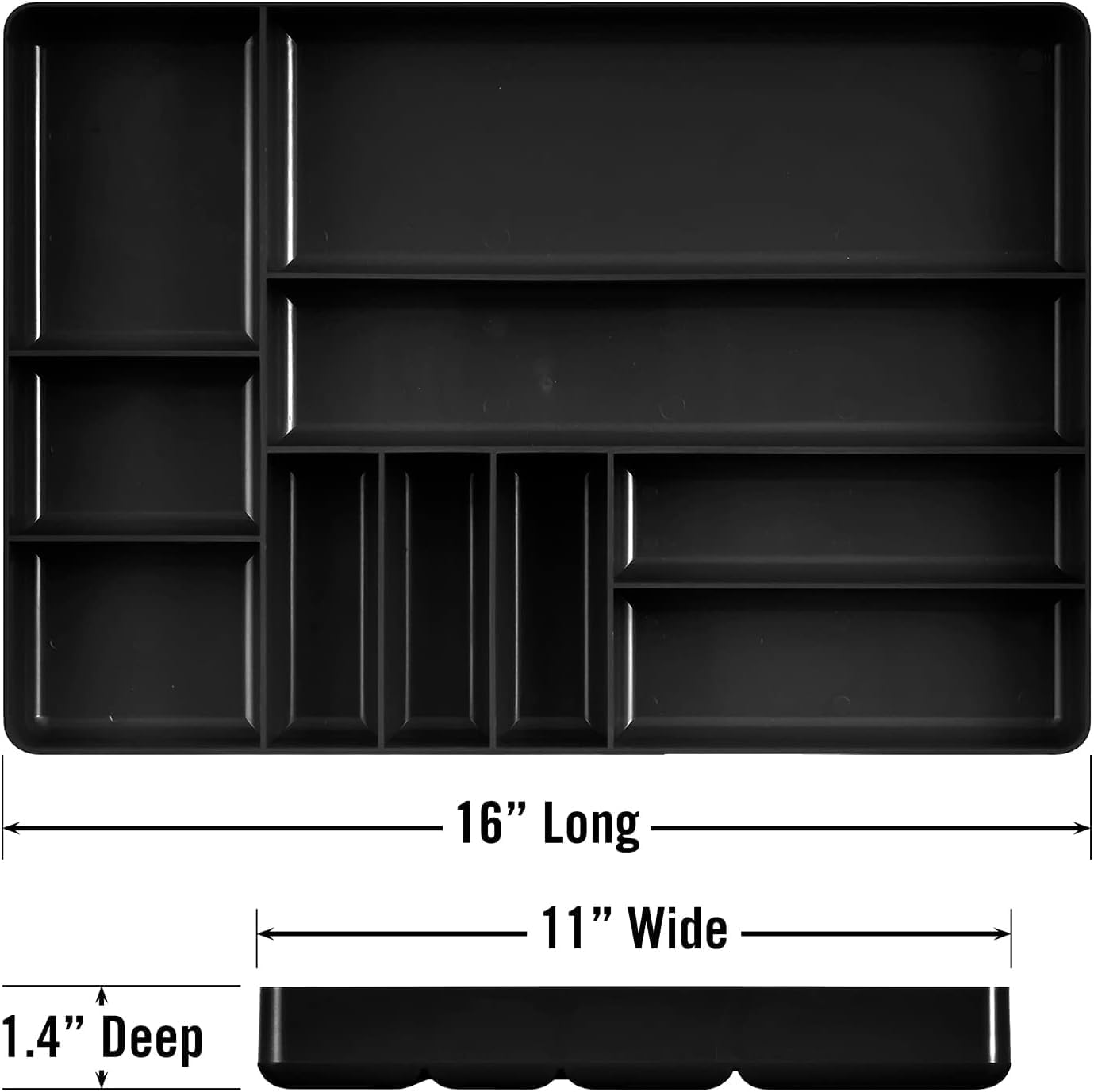Ernst Manufacturing Lot De 2 Plateaux De 10 Compartiments Pour L'organisation Des Tiroirs De Boîte à Outils – Noir