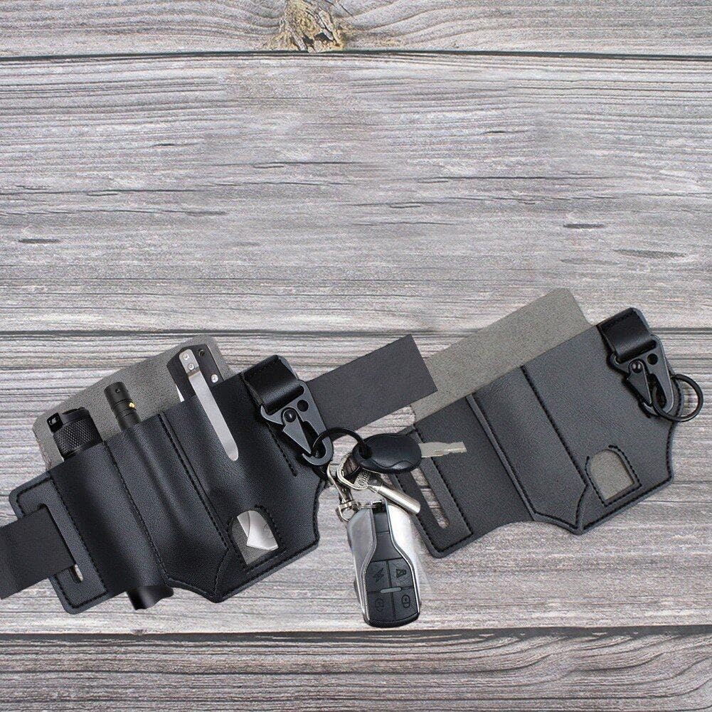 Wudaizhi Sac À Outils À Courroie Extérieure Avec Porte-clés, Gaine Multitool En Cuir EDC Pocket Organizer Une Pochette À Courroie
