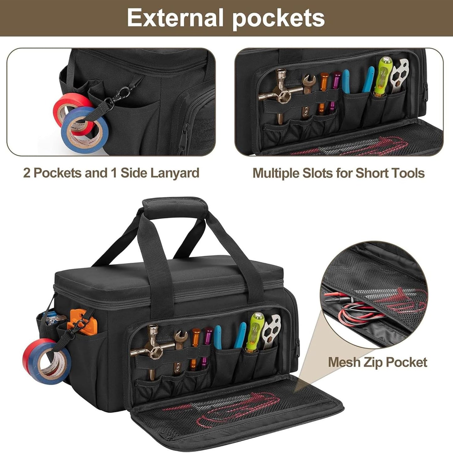 Sac à Outils De Construction épais Professionnel Haute Capacité Avec Revêtement Anti-poussière Pour équipement De Chantier