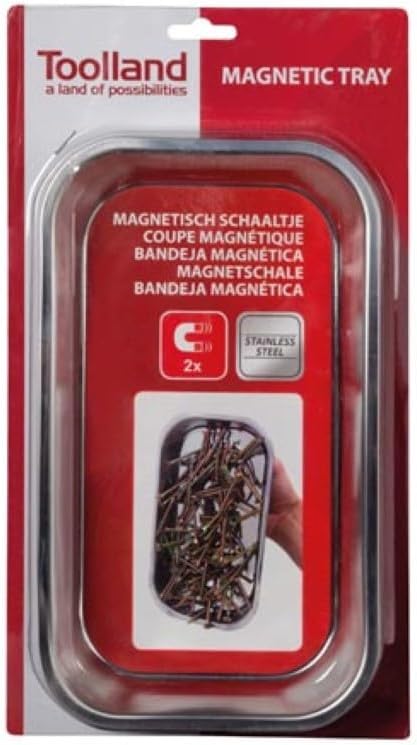  Toolland Plateau Magnétique Pour Outils, Double, Pour Retenir Les Outils, Les Vis, Les Forets Et Les Clous, Acier Inoxydable, Métal