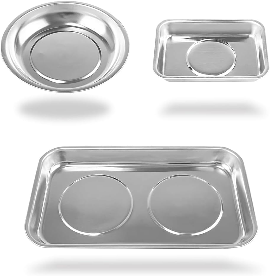  Support De Plateau Magnétique 3 Pièces, Ensemble De Plateaux De Pièces Magnétiques, Plateau Épaissi, Acier Inoxydable, Plateaux à Outils Pour Vis, Boulons, Écrous