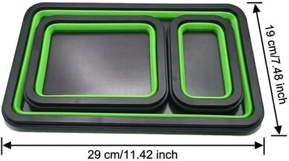  Lot De 3 Plateaux De Rangement Magnétiques Pliables En Silicone Pour Outils D'atelier Avec Adhésif Double Face Pour Sécuriser Les écrous, Les Boulons Et Les Vis Pendant Les Tâches D'assemblage, Noir