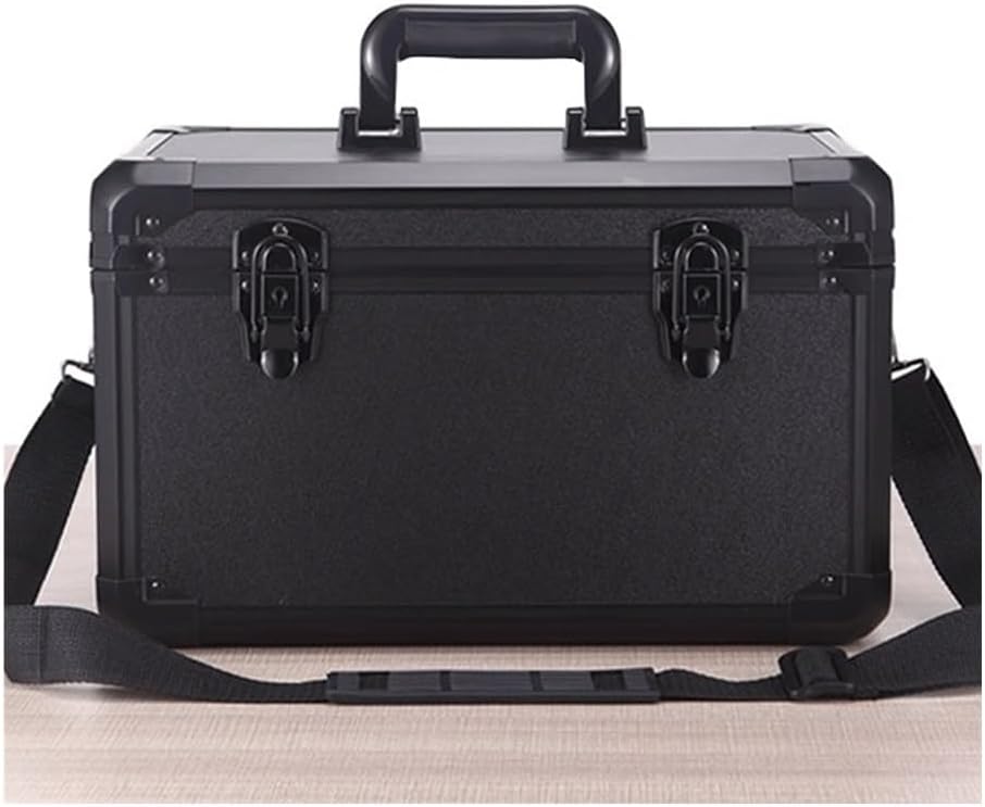  Caisses à Outils Boîte À Outils Multifonctionnelle De Grande Capacité, Quincaillerie Domestique, Beauté Portable En Alliage D'aluminium(Noir)