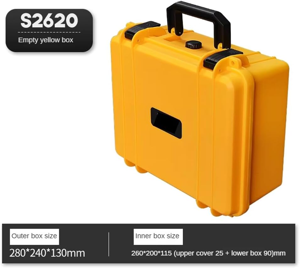  Boîte à Outils En Plastique Rigide Portable De Grande Capacité Avec Mousse Pour Le Stockage D'Instruments Et D'Équipements Matériels, Jaune.