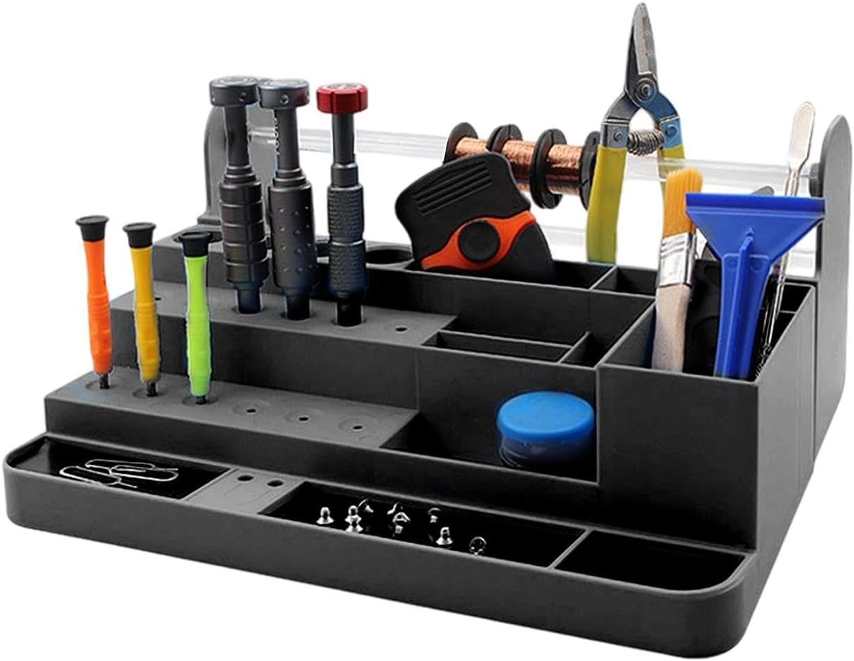  Organiseur De Tournevis, Avec Rangement De Bureau Robuste Peu Encombrant, 26,3 X 14,3 X 7,8 Cm, Support D'outils De Réparation Électronique, Support D'établi, Pour Téléphone, Tablette, Ordinateur, Mag