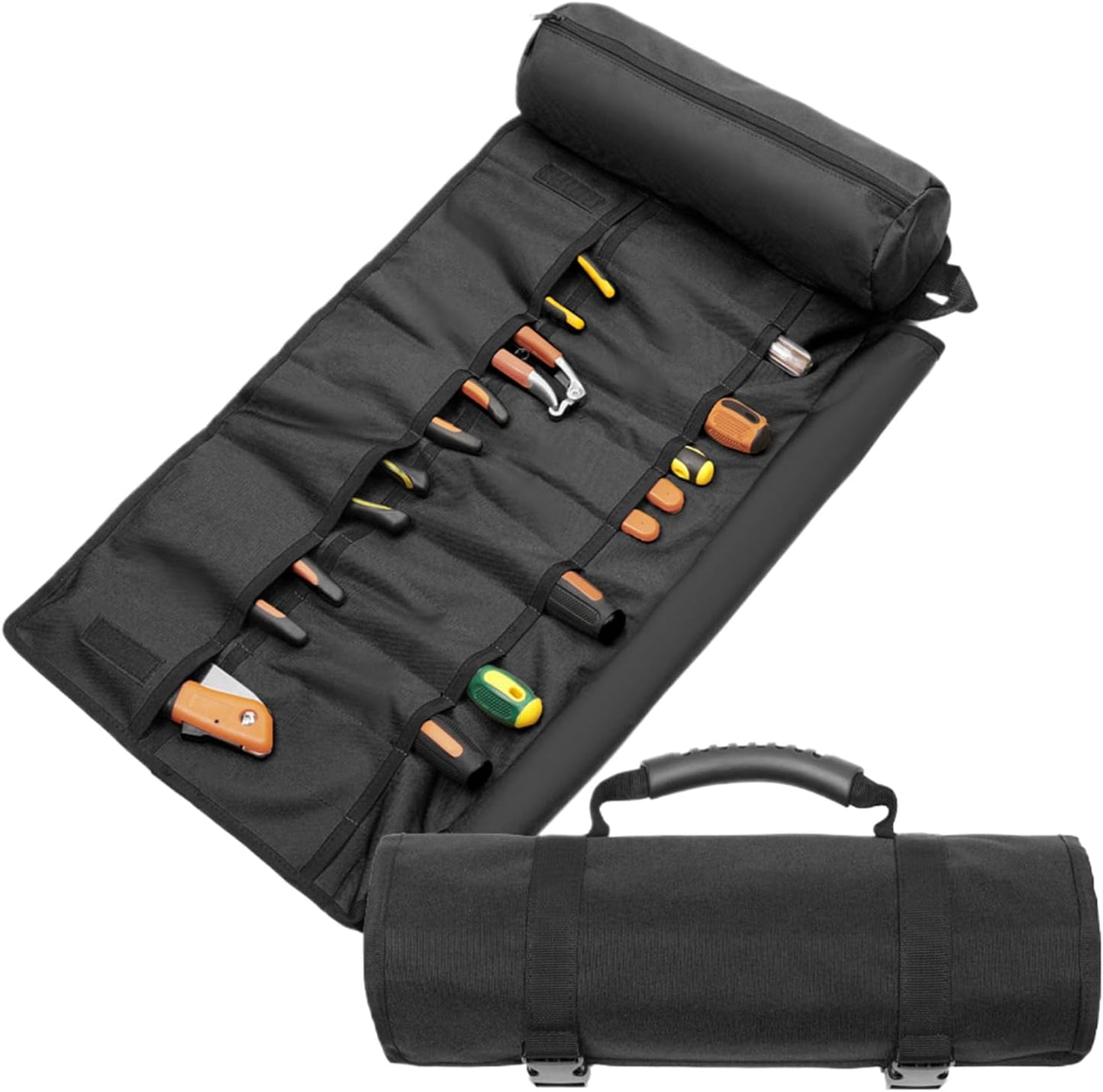  Pochette à Outils Enroulable, Sac à Outils Pliable, Sac De Transport Résistant à L'usure, Poignée épaisse Et Durable Pour Le Rangement Du Matériel, L'organisation Et L'utilisation En Extérieur, 36,5 X