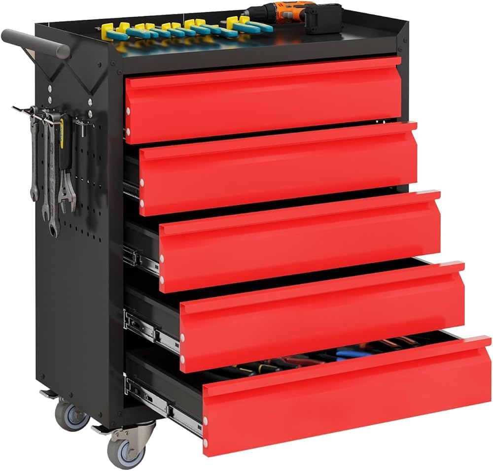  Organiseur De Boîte à Outils Avec Roulettes – Solution De Rangement Durable Avec Doublures De Tiroir Pour Garage, Atelier, Entrepôt Et Atelier De Réparation