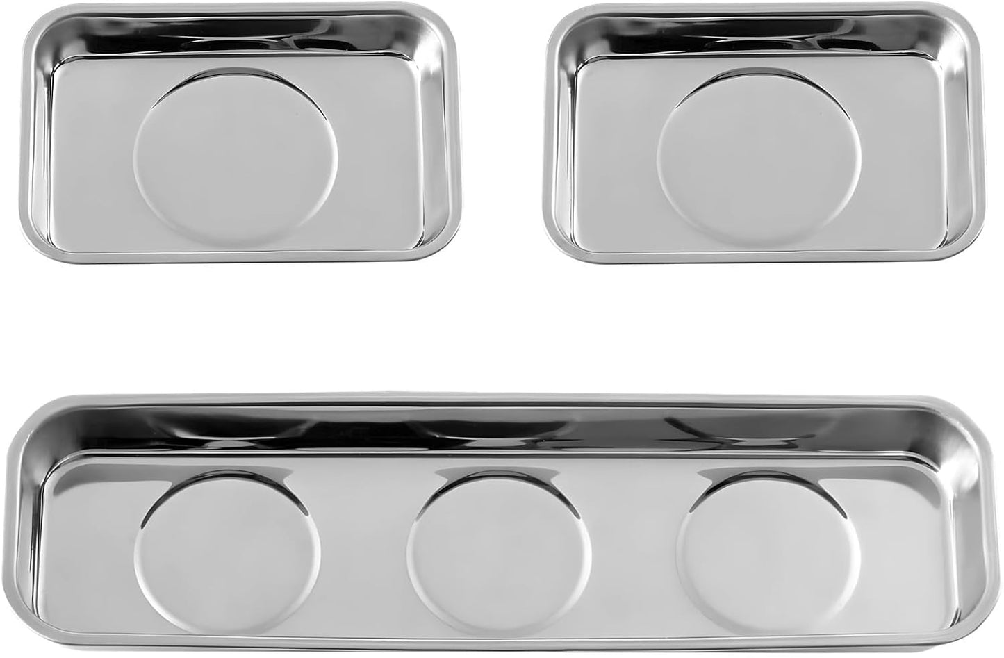  Lot De 3 Plateaux à Outils Adsorbants, Plateaux De Rangement En Acier Inoxydable Pour Vis, Pièces Et Forets, Comprend Des Disques De Base Adsorbants, Design Rectangulaire Pour Une Organisation Facile