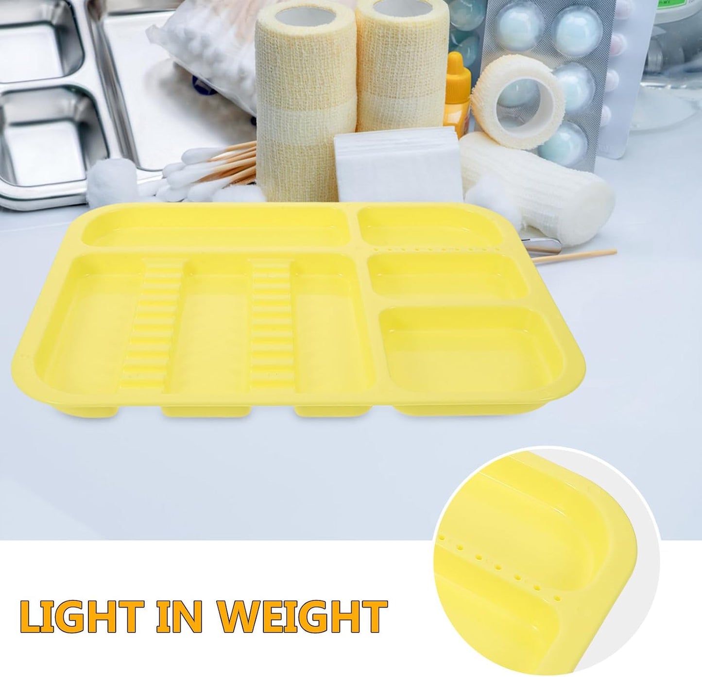  Housoutil Lot De 2 Plateaux De Laboratoire En Plastique Polypropylène, Compartimentés, Couleurs Rose Et Jaune, Plateau De Conservation Et Rangement D'instruments, Pour Usage Médical