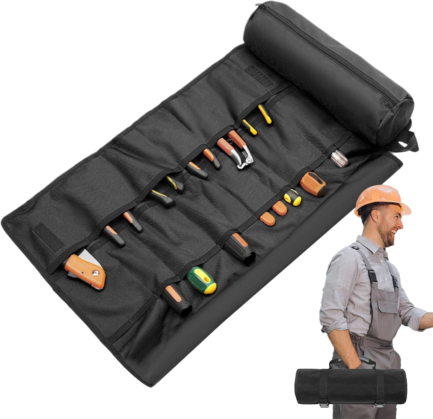  Pochette à Outils Enroulable, Sac à Outils Pliable, Sac De Transport Résistant à L'usure, Poignée épaisse Et Durable Pour Le Rangement Du Matériel, L'organisation Et L'utilisation En Extérieur, 36,5 X