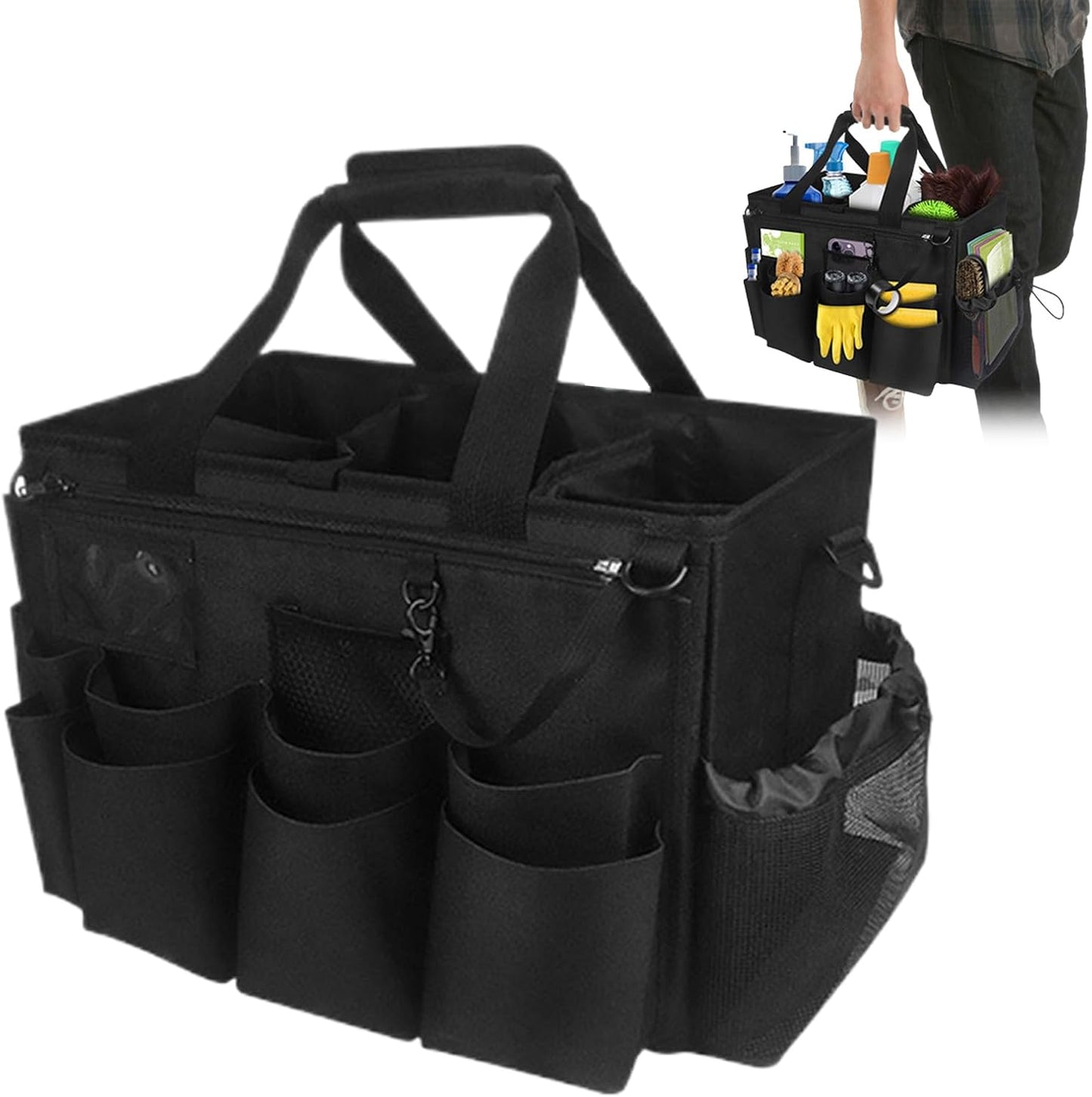  Générique Sacs De Nettoyage Pour Femmes De Ménage | Sac Plébiable Pour Ménage | Porte-Outils Mesh Respirant Imperméable Avec Poignée Bretelle Pour Chiffons Époussetage Cuisine