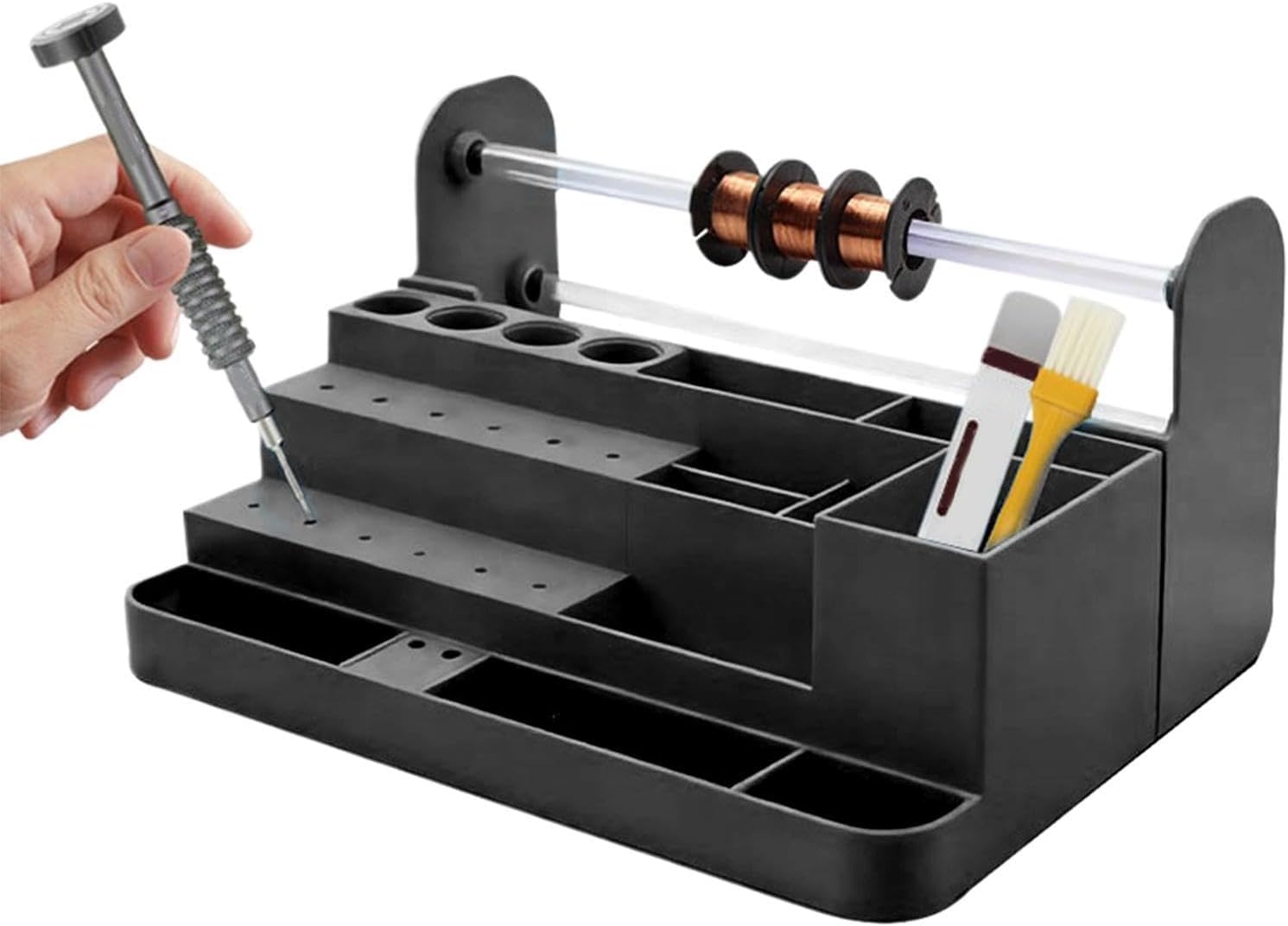  Organiseur De Tournevis, Avec Rangement De Bureau Robuste Peu Encombrant, 26,3 X 14,3 X 7,8 Cm, Support D'outils De Réparation Électronique, Support D'établi, Pour Téléphone, Tablette, Ordinateur, Mag