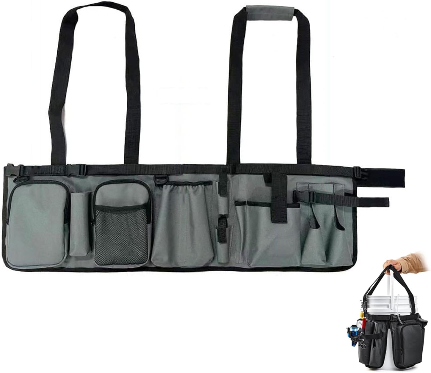  Porte-outils Portable Auto-debout En Tissu Robuste Avec Poches Multiples