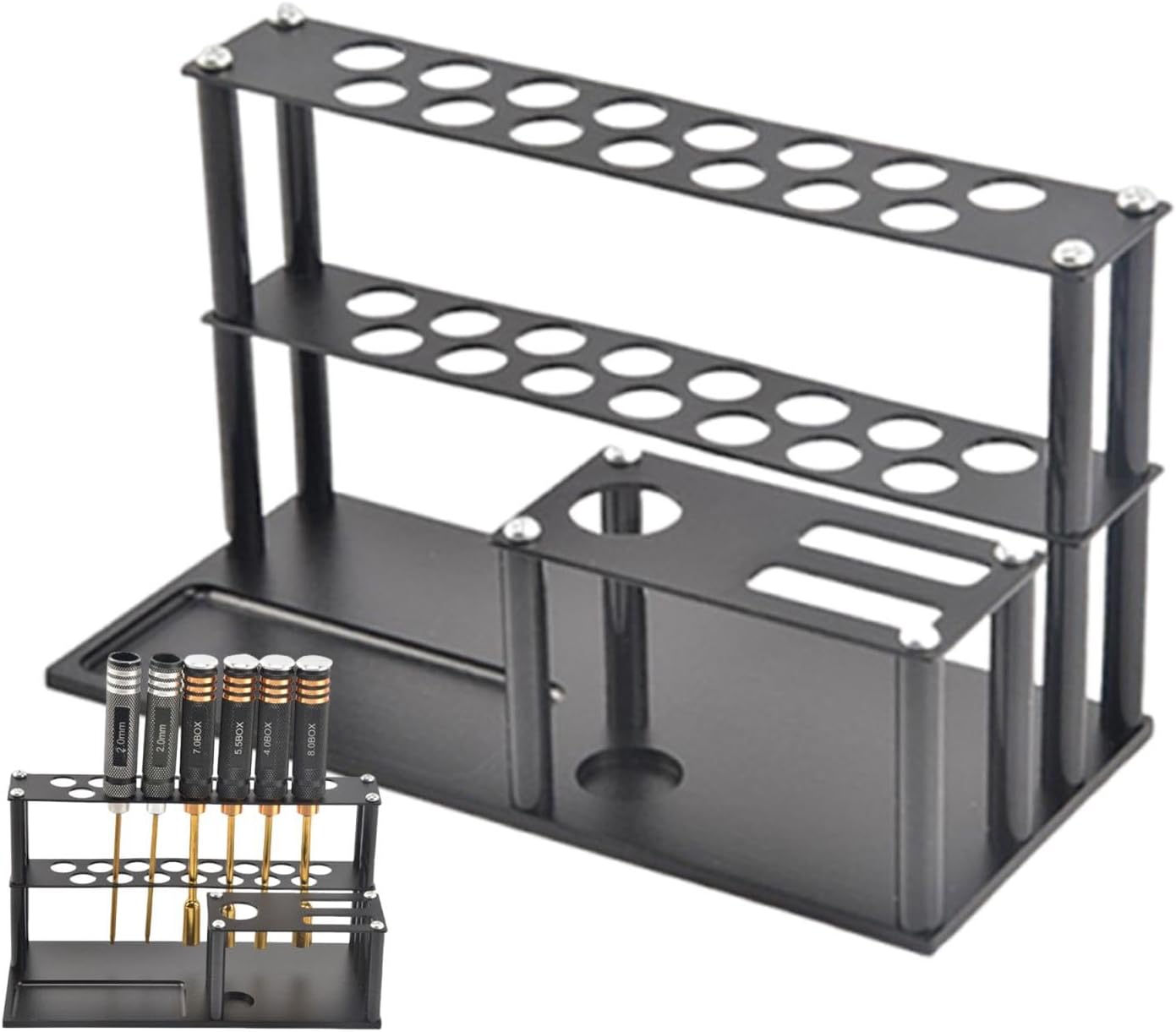  Étagère De Rangement Pour Tournevis, Support D'outils De Réparation De Voiture, Plateau à Vis Intégré, Organiseur Compact, (19,3 X 9 X 11,2 Cm, Alliage D'aluminium), Utilisation De Bureau Et