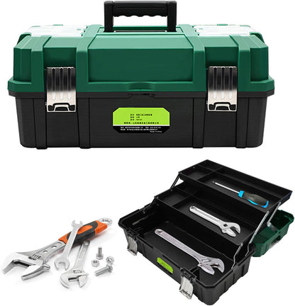  Boîte à Outils Pliable Ergonomique De Grande Capacité De 43,2 Cm Avec Trois Couches Extensibles Et Systèmes De Verrouillage Sécurisé