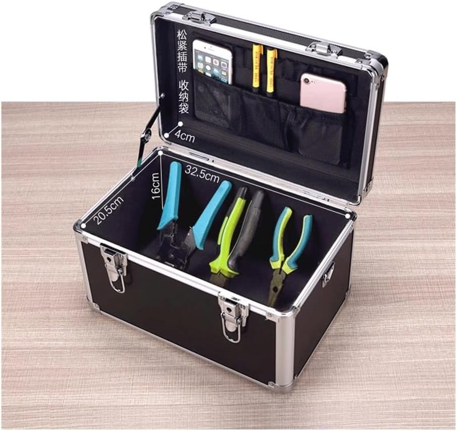  Caisses à Outils Boîte À Outils Multifonctionnelle De Grande Capacité, Quincaillerie Domestique, Beauté Portable En Alliage D'aluminium(Noir)