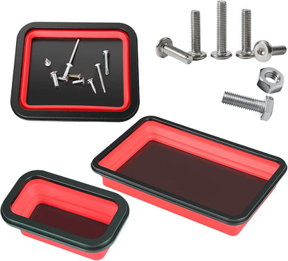  Plateau à Outils Magnétique, Plateau De Rangement Magnétique 3 Pièces – Organiseur Pliable Pour Tri Des écrous, Vis, Réparation Automobile, Garage, Atelier