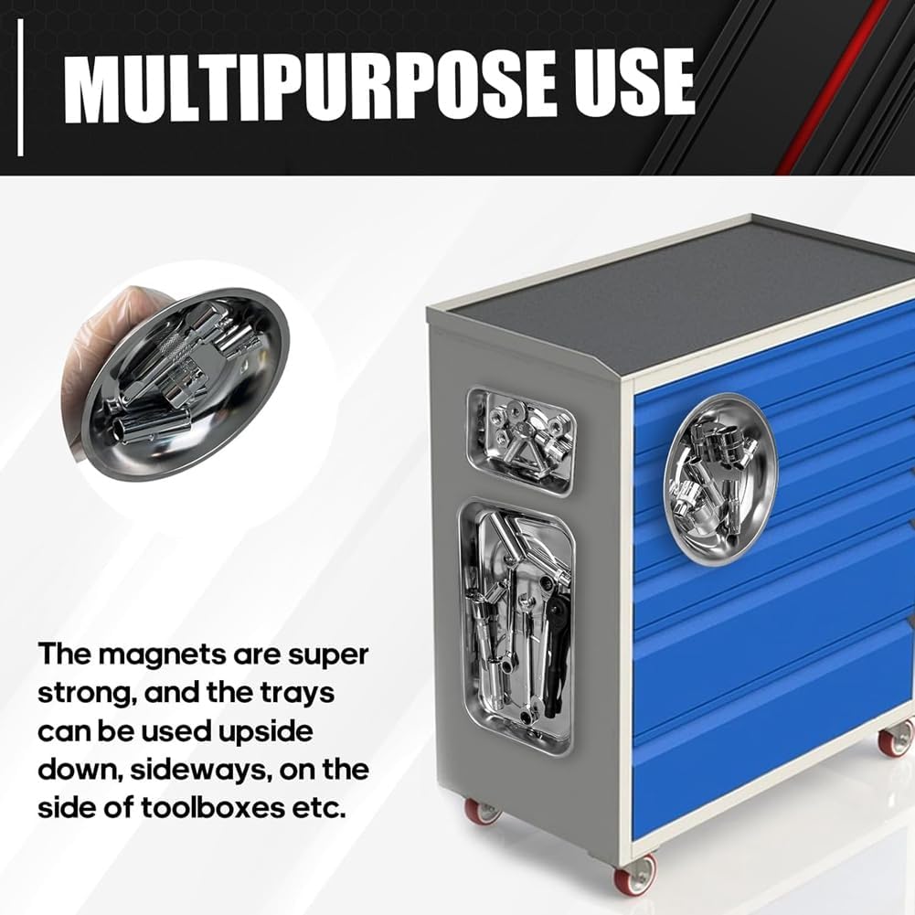  Support De Plateau Magnétique 3 Pièces, Ensemble De Plateaux De Pièces Magnétiques, Plateau Épaissi, Acier Inoxydable, Plateaux à Outils Pour Vis, Boulons, Écrous