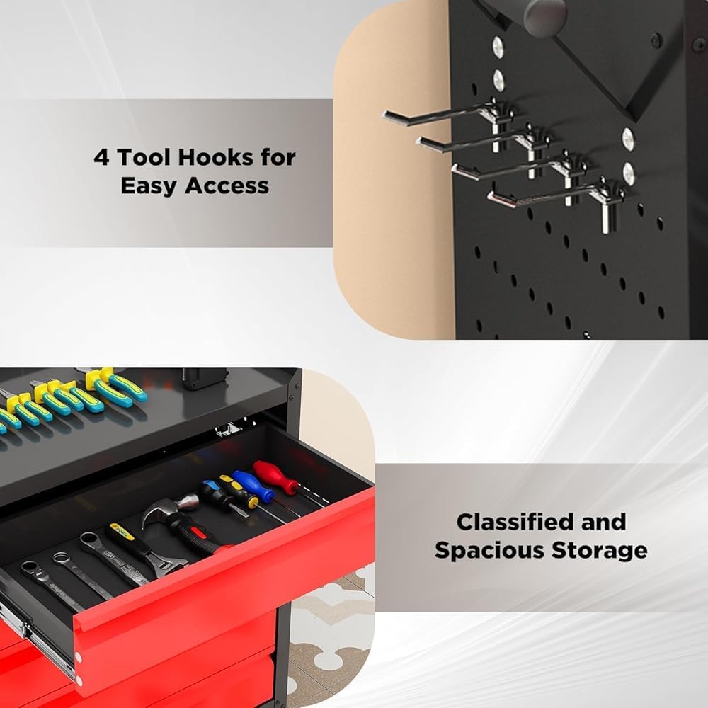  Organiseur De Boîte à Outils Avec Roulettes – Solution De Rangement Durable Avec Doublures De Tiroir Pour Garage, Atelier, Entrepôt Et Atelier De Réparation