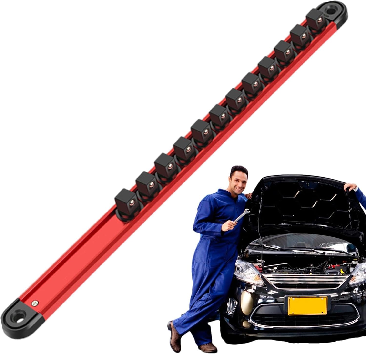  Porte-douilles Magnétique, Barres De Rangement Pour Tournevis, Support De Douilles De Boîte à Outils, Porte-outils En Aluminium, 40,6 Cm, Ce Qui En Fait Une Solution Durable Pour Le Rangement