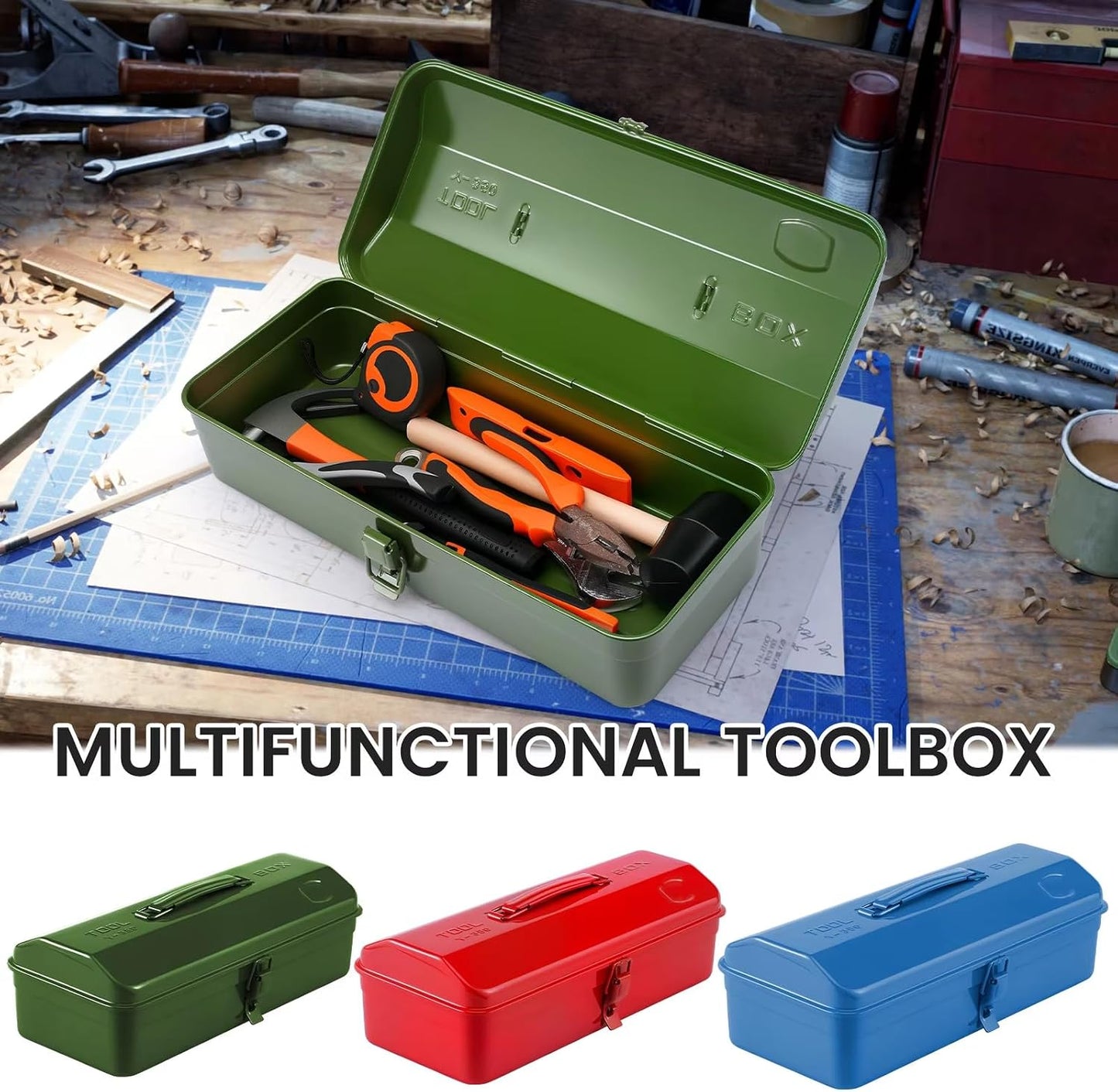  Boîte à Outils Portable En Métal Multi-compartiments, Construction En Fer, Verrouillage Sécurisé Pour Garage, Atelier, Systèmes De Rangement Organisés D'outils