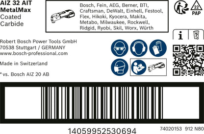  Bosch Accessories 1x Lame Pour Outil Multifonction Expert MetalMax AIZ 32 AIT (pour Acier, Acier Inoxydable, Largeur 32 Mm, Accessoire Outil Multifonction), Noir