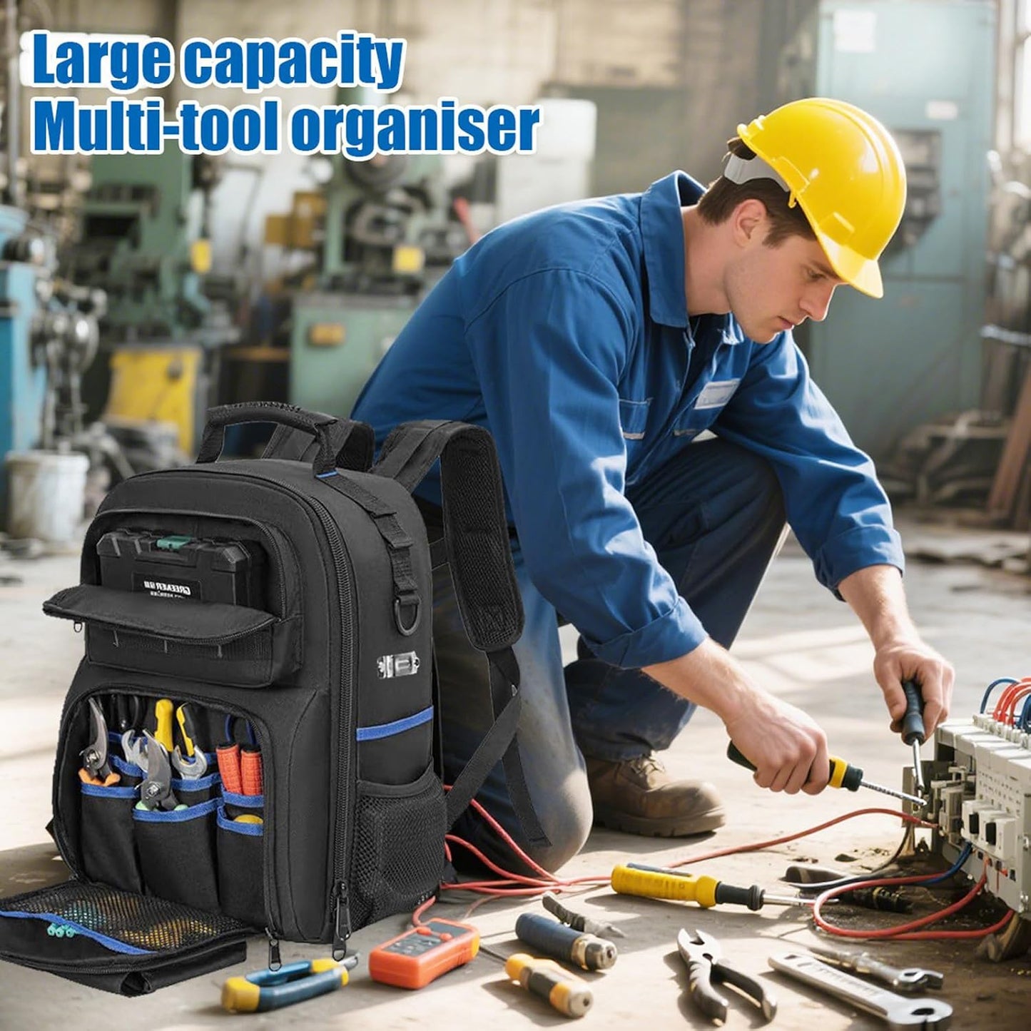  Sac à Outils Sac à Dos De Rangement Pour Homme Sac De Rangement Pour Réparateur, électricien, Bricoleur