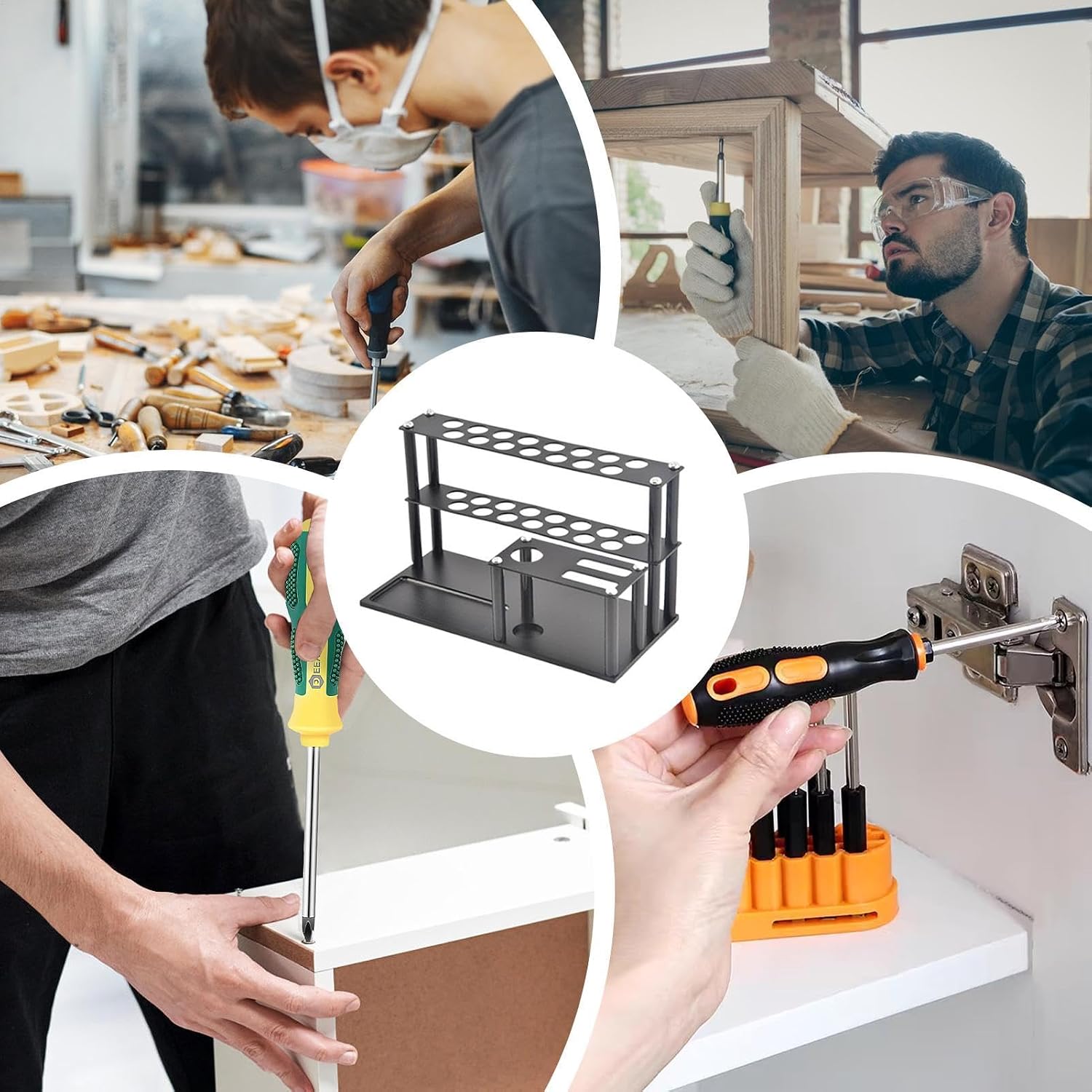  Étagère De Rangement Pour Tournevis, Support D'outils De Réparation De Voiture, Plateau à Vis Intégré, Organiseur Compact, (19,3 X 9 X 11,2 Cm, Alliage D'aluminium), Utilisation De Bureau Et