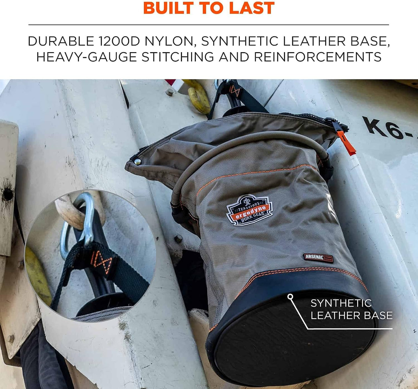  Ergodyne Arsenal 5976 XL Sac à Outils En Nylon Avec Mousqueton Pivotant, Fermeture éclair Sur Le Dessus