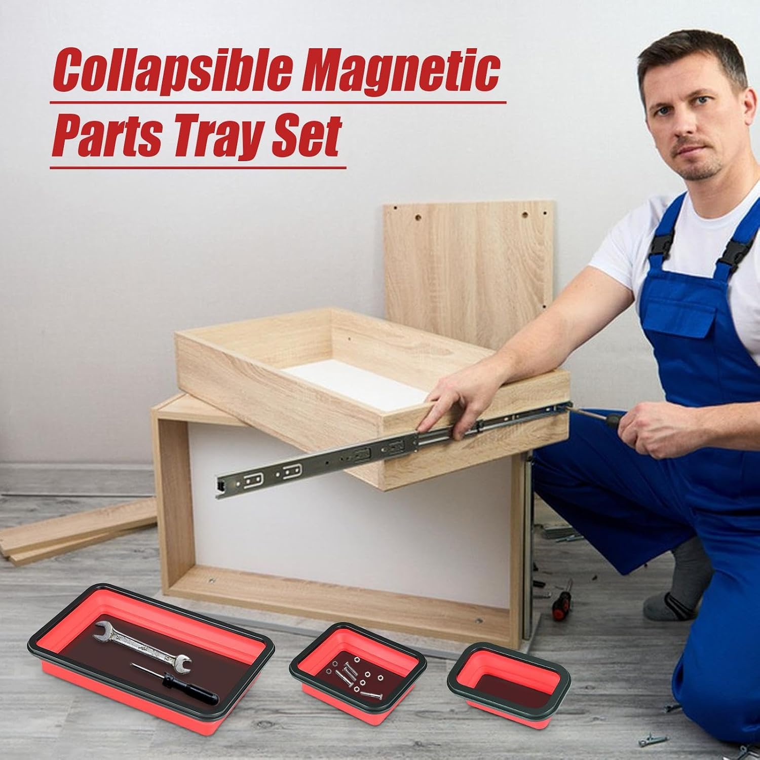  Plateau à Outils Magnétique, Plateau De Rangement Magnétique 3 Pièces – Organiseur Pliable Pour Tri Des écrous, Vis, Réparation Automobile, Garage, Atelier