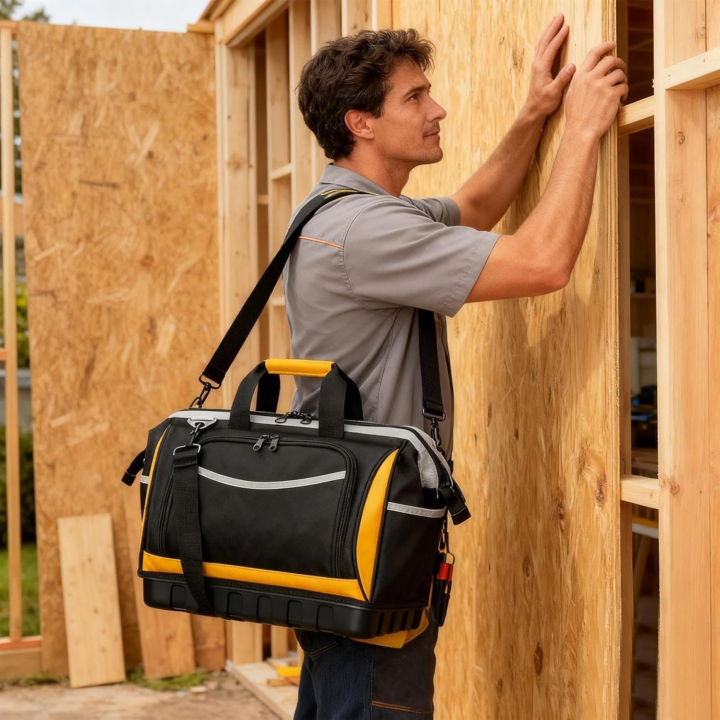  Organisateur De Sac à Outils - Sac D'électricien à Plusieurs Poches - Sac De Détail étanche Avec Dur - Construction En Matériau - Réparations à La Maison, Utilisation Du Garage, Rangement
