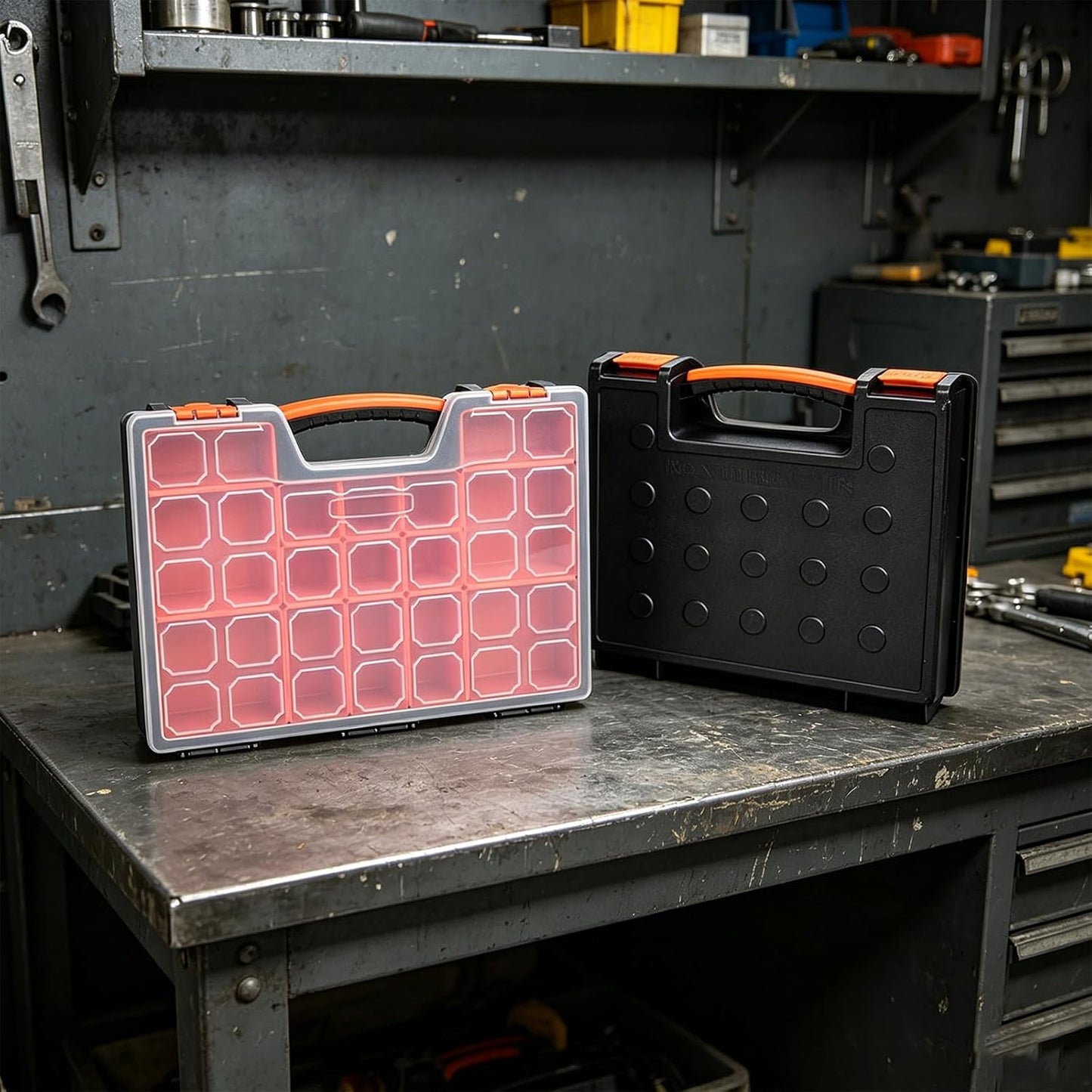  Boîte De Rangement Robuste Pour Pièces Verrouillées Avec Grilles Réglables, Organisateurs De Pièces D ' Atelier Pour Techniciens Professionnels Et Amateurs, Boîte De Rangement En Plastique