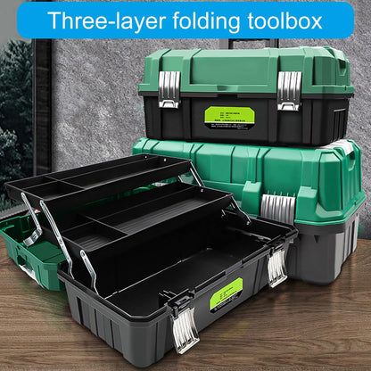  Boîte à Outils Pliable Ergonomique De Grande Capacité De 43,2 Cm Avec Trois Couches Extensibles Et Systèmes De Verrouillage Sécurisé