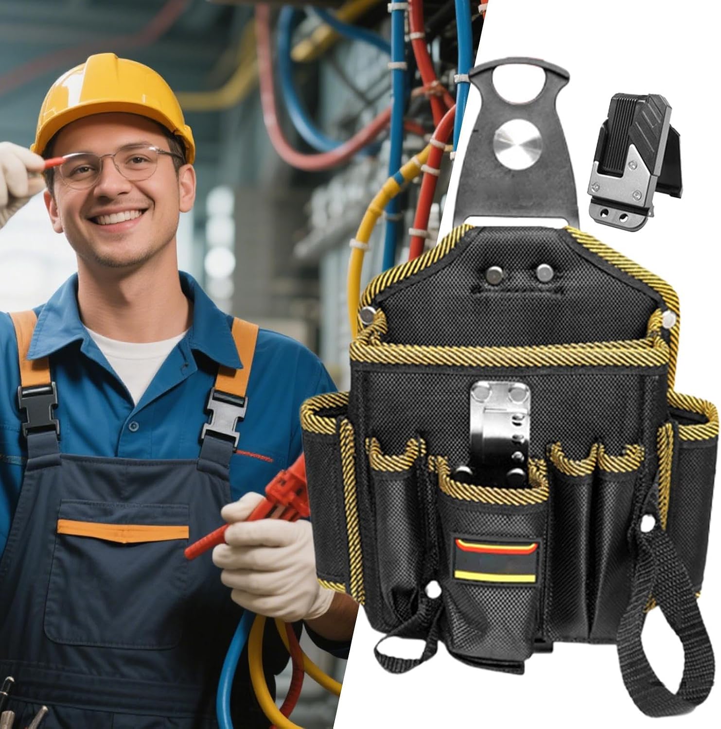  Pochette à Outils Ceinturée Pour Électricien - Organisateur De Travail Et Porte-Outil Pour Techniciens | Ceinture Holster Légère Utilitaire Pour Adultes Coiffeurs Artisans Ouvriers