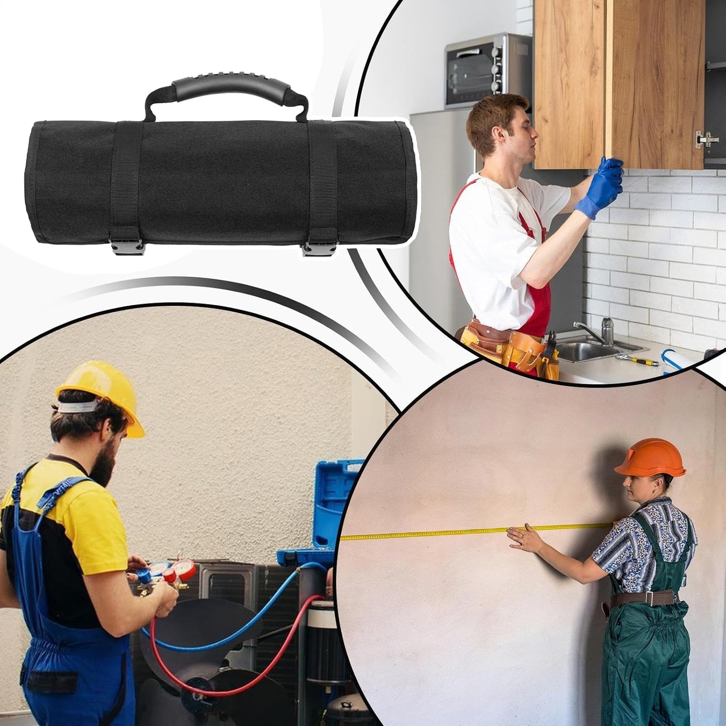  Pochette à Outils Enroulable, Sac à Outils Pliable, Sac De Transport Résistant à L'usure, Poignée épaisse Et Durable Pour Le Rangement Du Matériel, L'organisation Et L'utilisation En Extérieur, 36,5 X