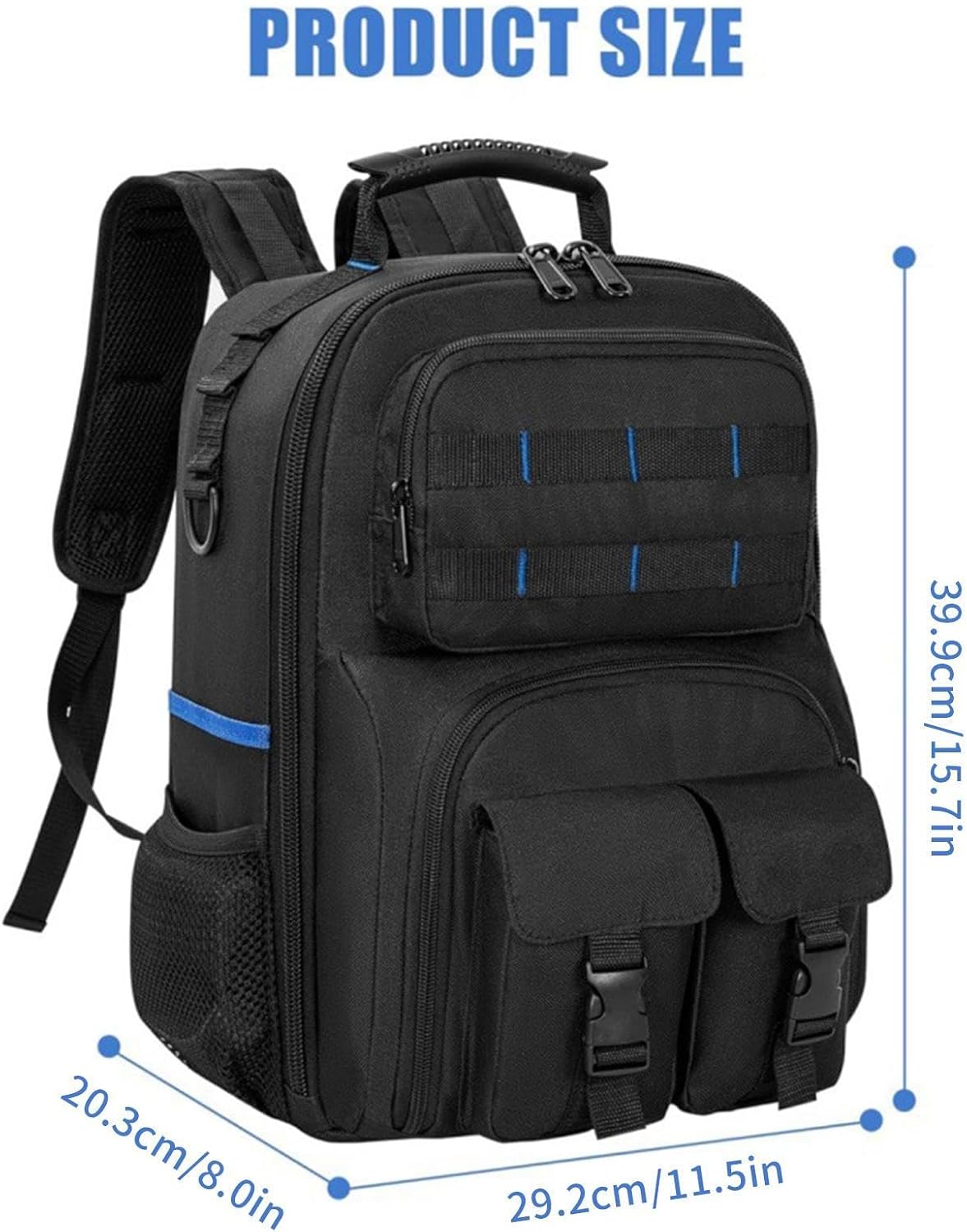 Genérico Sac à Dos Porte-outils Robuste, Organisateur Avec Base Rigide, Avec De Nombreuses Poches, Sac à Dos Porte-outils Robuste Pour Homme, Pour Technicien, Bâtiment, électricien, Plombier, Usage Extérieur