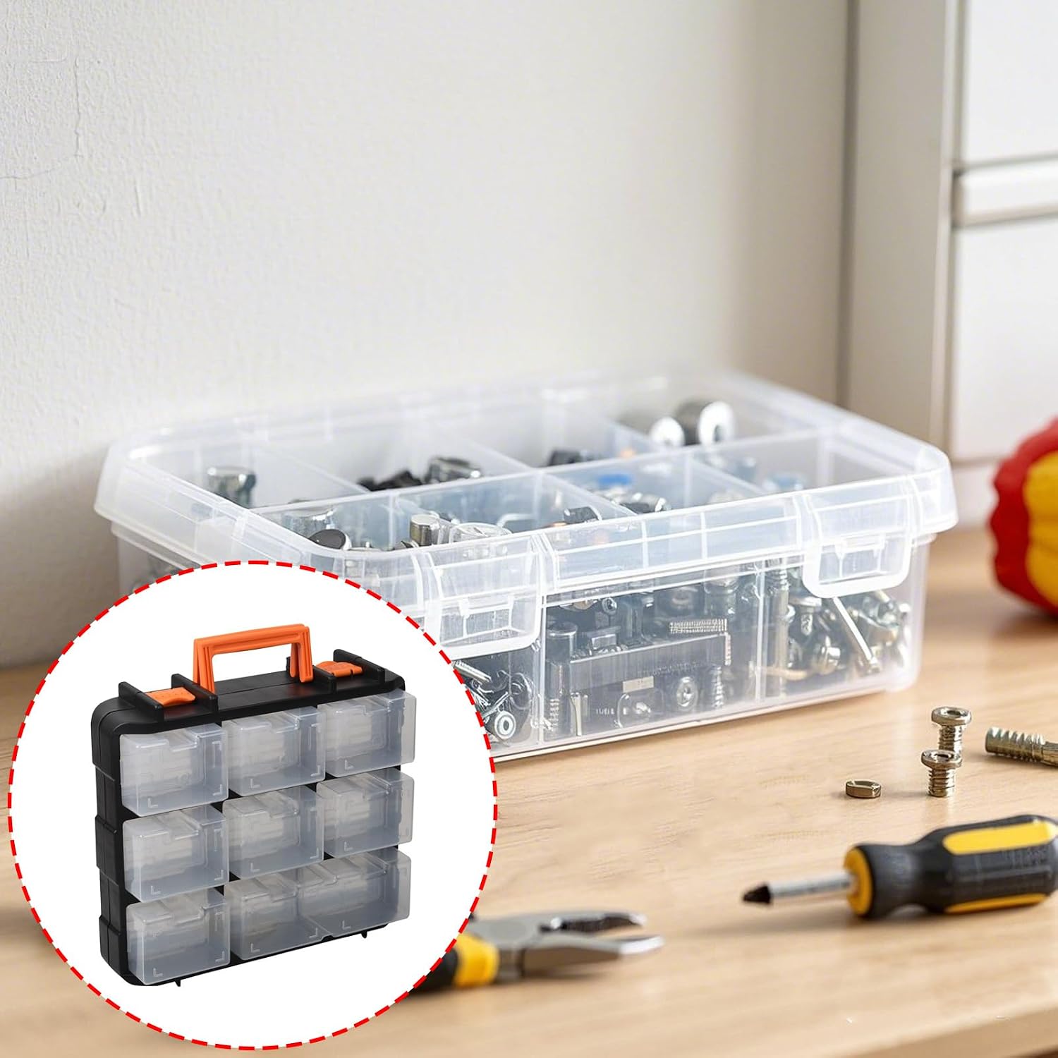  Boîte De Rangement à Outils Portable Avec Plusieurs Compartiments Et Séparateurs Amovibles Pour Vis, écrous, Boulons, Organisation Efficace