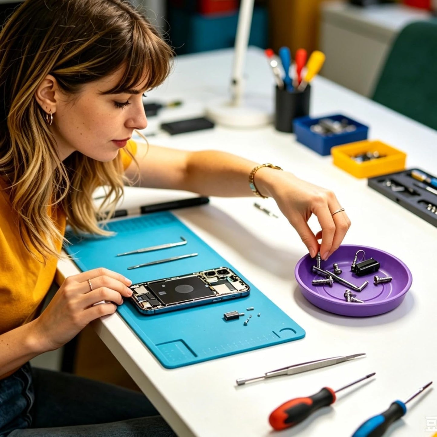  Plateau Magnétique à Vis - Organiseur En Acier Inoxydable - Organisateur D'Atelier - Pour Atelier Garage Réparation Auto Stockage