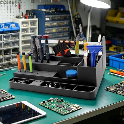  Organiseur De Tournevis, Avec Rangement De Bureau Robuste Peu Encombrant, 26,3 X 14,3 X 7,8 Cm, Support D'outils De Réparation Électronique, Support D'établi, Pour Téléphone, Tablette, Ordinateur, Mag