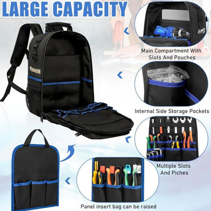 GENERIC Sac à Dos à Outils D'électricien – Sac De Rangement à Rigide | Avec Plusieurs Poches – Sacs à Outils Robustes Pour Homme | Pour Technicien, électricien, Charpentier, Plombier, Amélioration De La
