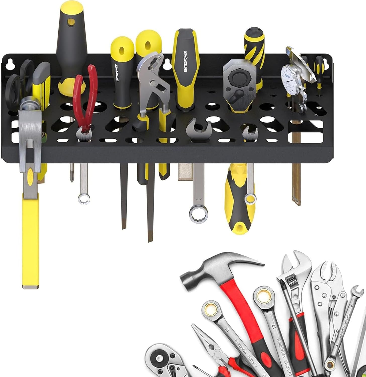  Porte-outils Mural Professionnel Avec 51 Trous En Acier Au Carbone Conçu Pour La Productivité De L'espace De Travail Et Planificateur D'outils Antirouille