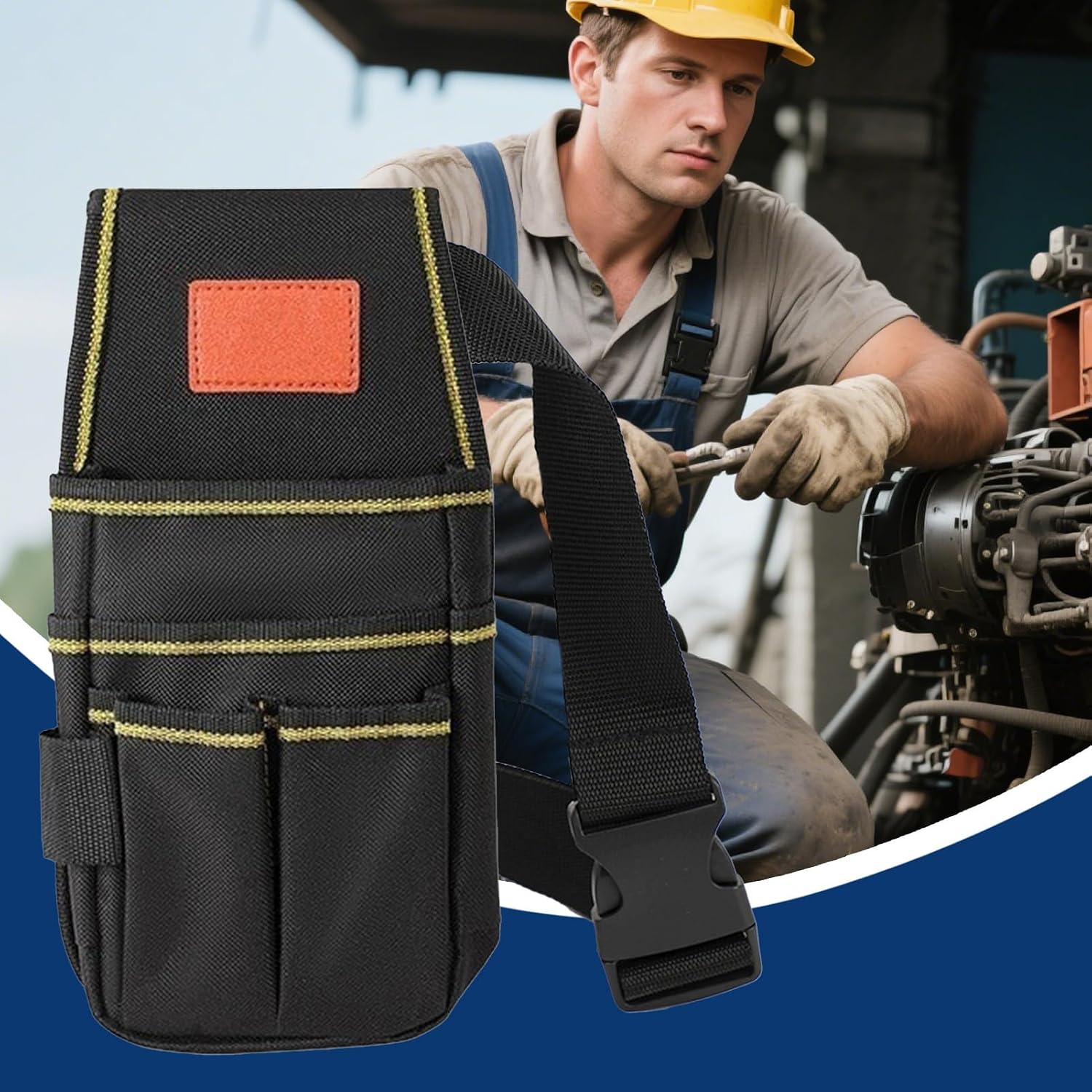 GENERIC Ceinture à Outils D'électricien, Pochette De Rangement Réglable Pour L'entretien De La Construction, Sacs Porte-outils – Pour Construction, Bricoleur, Entrepreneur, Mécanicien, Plombier, Couvreur