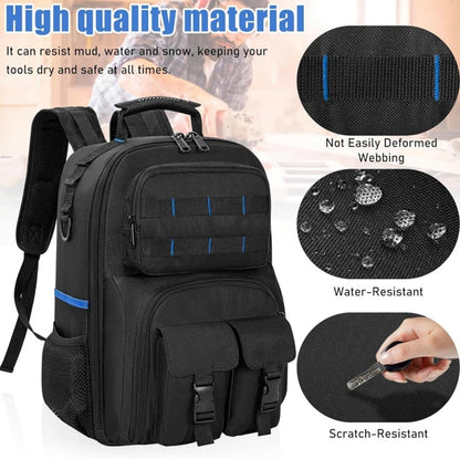 Genérico Sac à Dos Porte-outils Robuste, Organisateur Avec Base Rigide, Avec De Nombreuses Poches, Sac à Dos Porte-outils Robuste Pour Homme, Pour Technicien, Bâtiment, électricien, Plombier, Usage Extérieur