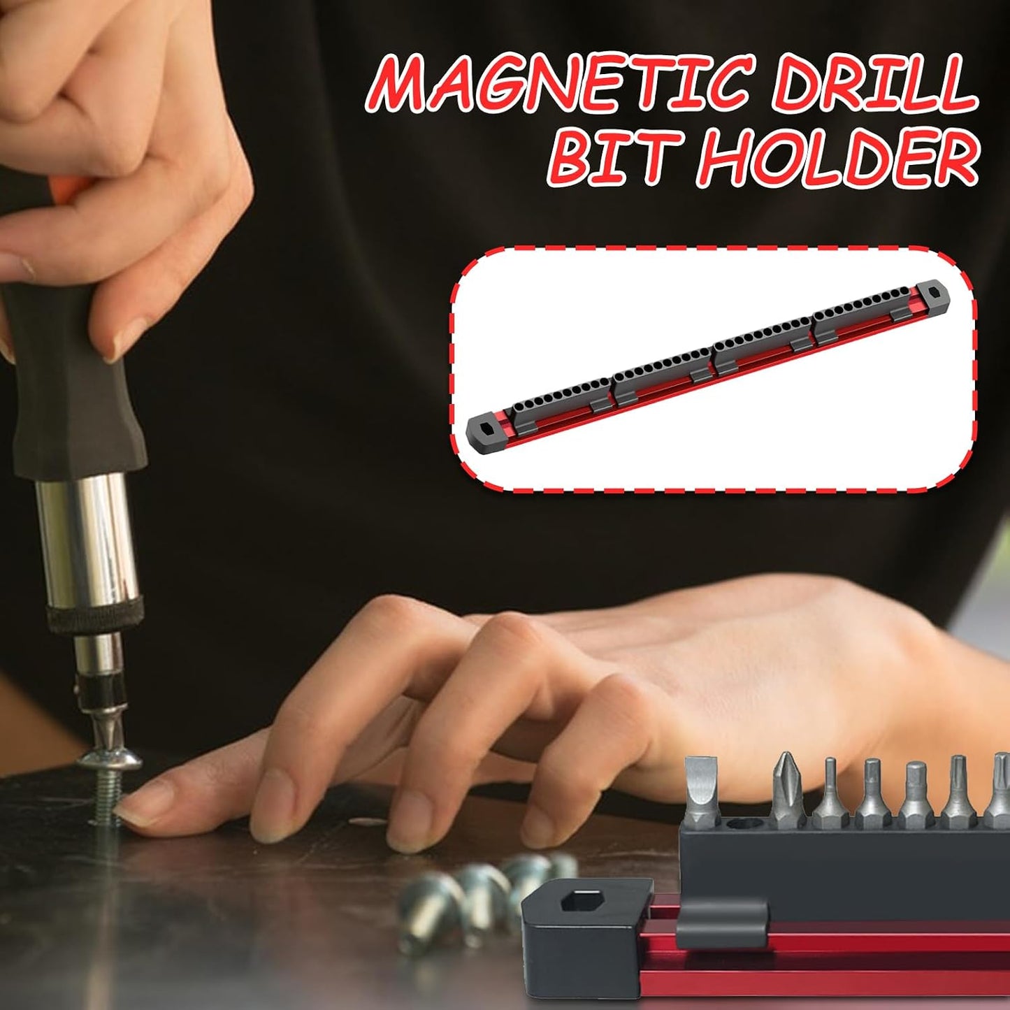 GENERIC Support Magnétique Pour Embouts De Tournevis, Support Mural à 40 Emplacements, En Alliage D'aluminium, Organisateur De Douilles Magnétique, Station De Positionnement Pour Outils électriques Pour Le