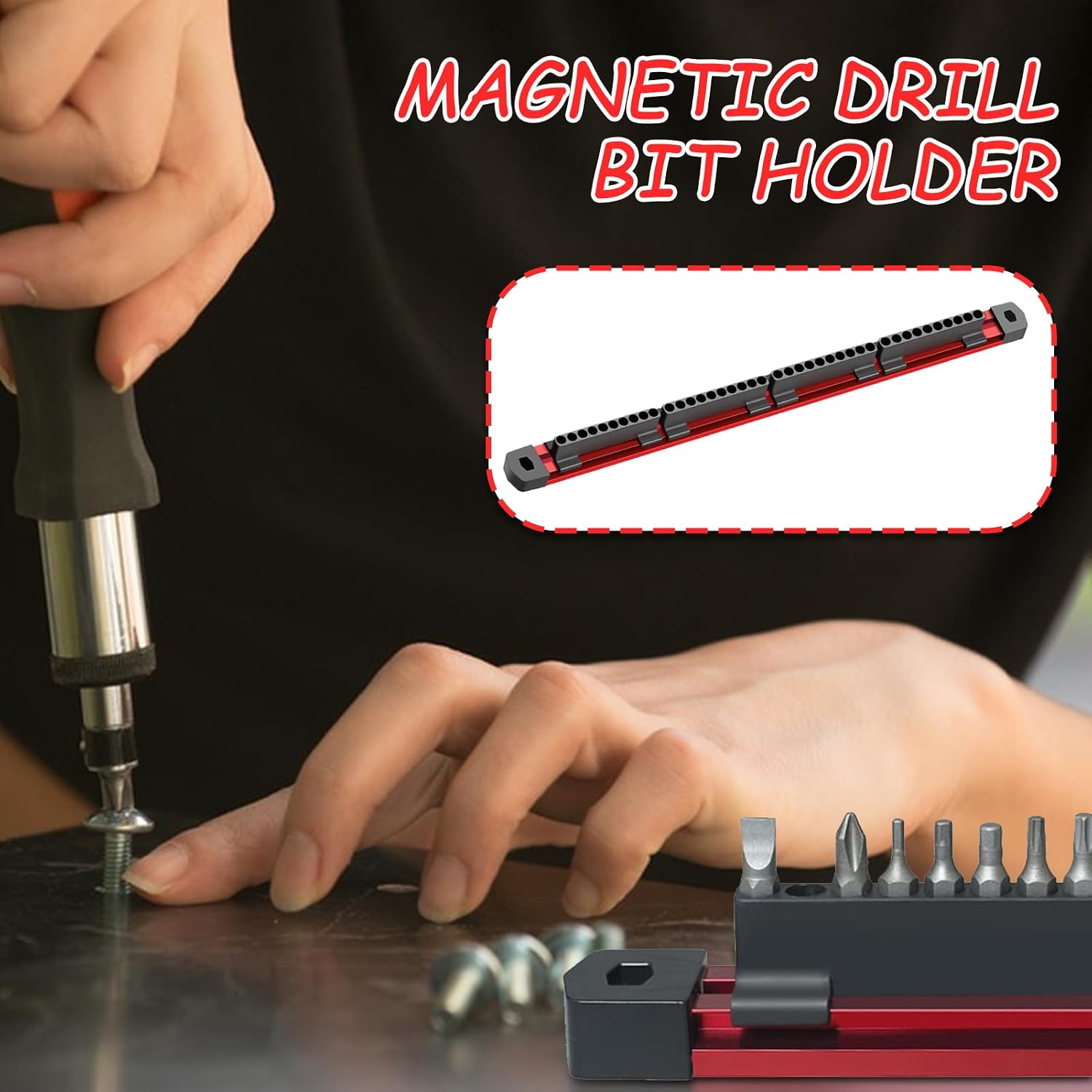 GENERIC Support Magnétique Pour Embouts De Tournevis, Support Mural à 40 Emplacements, En Alliage D'aluminium, Organisateur De Douilles Magnétique, Station De Positionnement Pour Outils électriques Pour Le