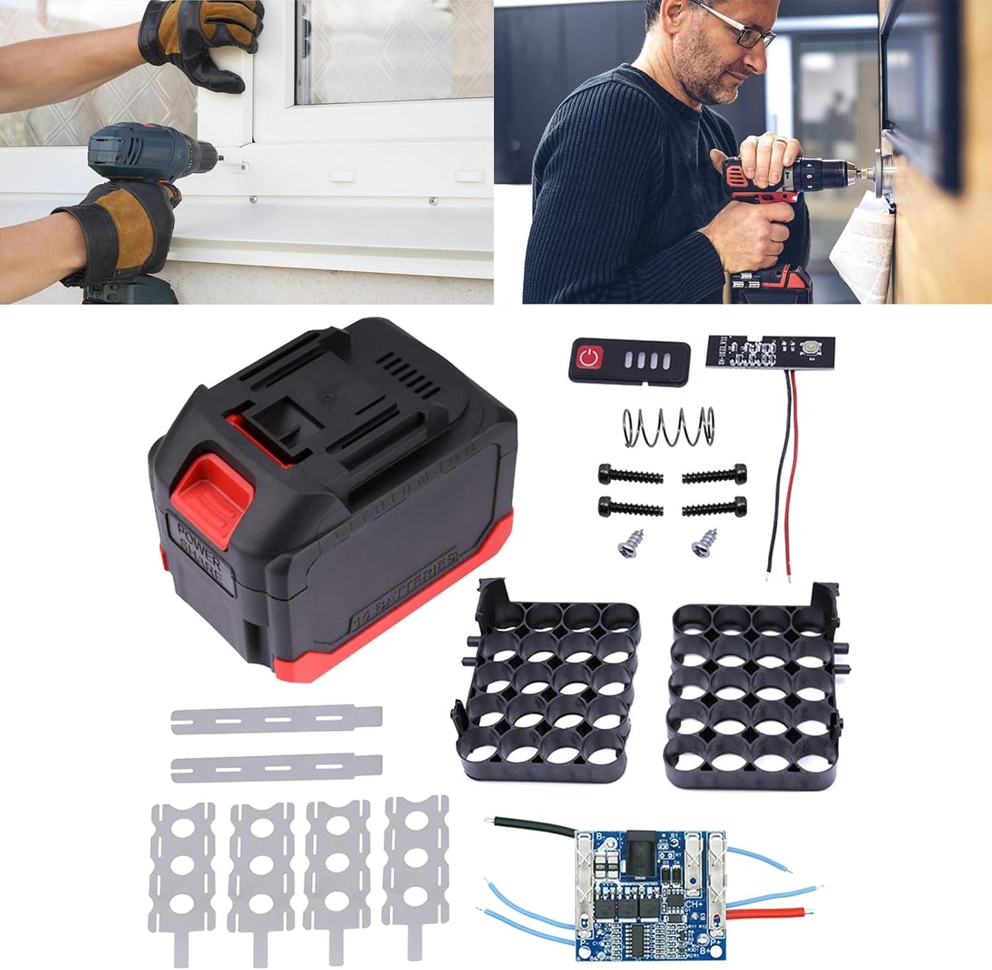  Boîtier De Batterie Avec Indicateur De Puissance, Assemblage Facile Pour Les Batteries, Outil électrique, Boîte De Rangement Pour Outils