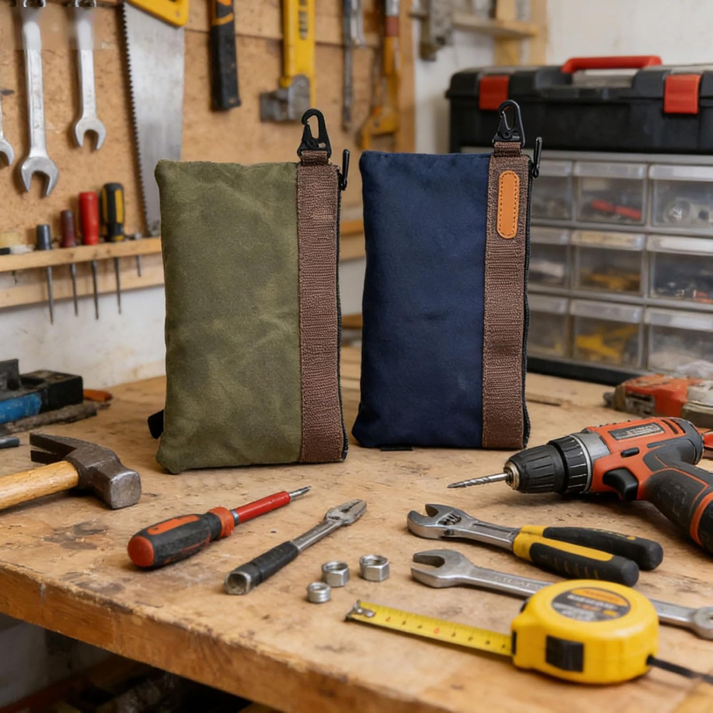  Sac à Outils Professionnel En Toile Cirée De Grande Capacité, Avec Support Droit, Large Fond Plat, Sac échelle