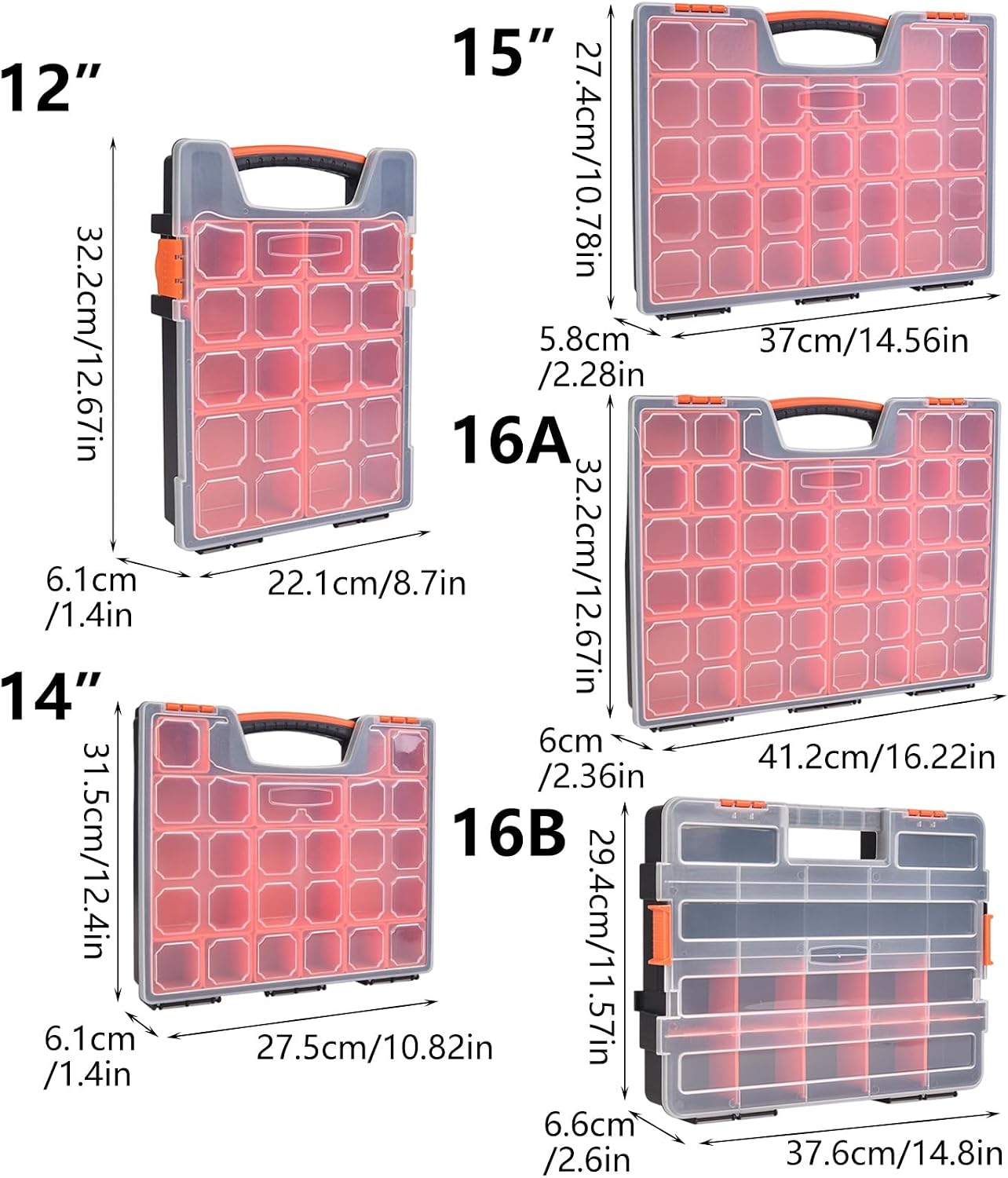  Boîte De Rangement Robuste Pour Pièces Verrouillées Avec Grilles Réglables, Organisateurs De Pièces D ' Atelier Pour Techniciens Professionnels Et Amateurs, Boîte De Rangement En Plastique