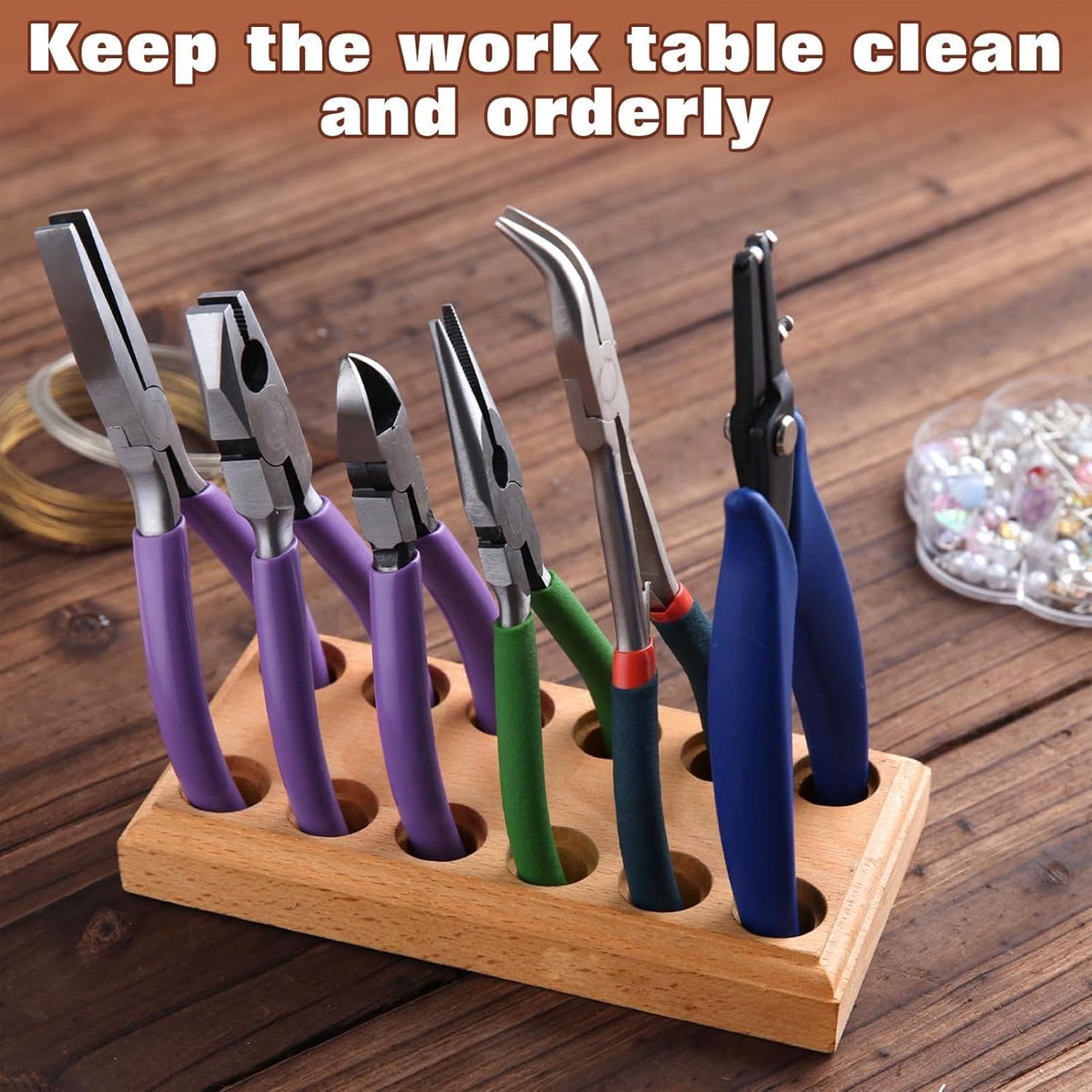  Organisateur De Pinces | Plateau De Rangement En Bois Avec Fentes Multiples Pour Pinces | Organisateur De Rangement Pour Outils À Main - Pour Garage, Établi, Armoire, Service Mécanicien, Travaux Const