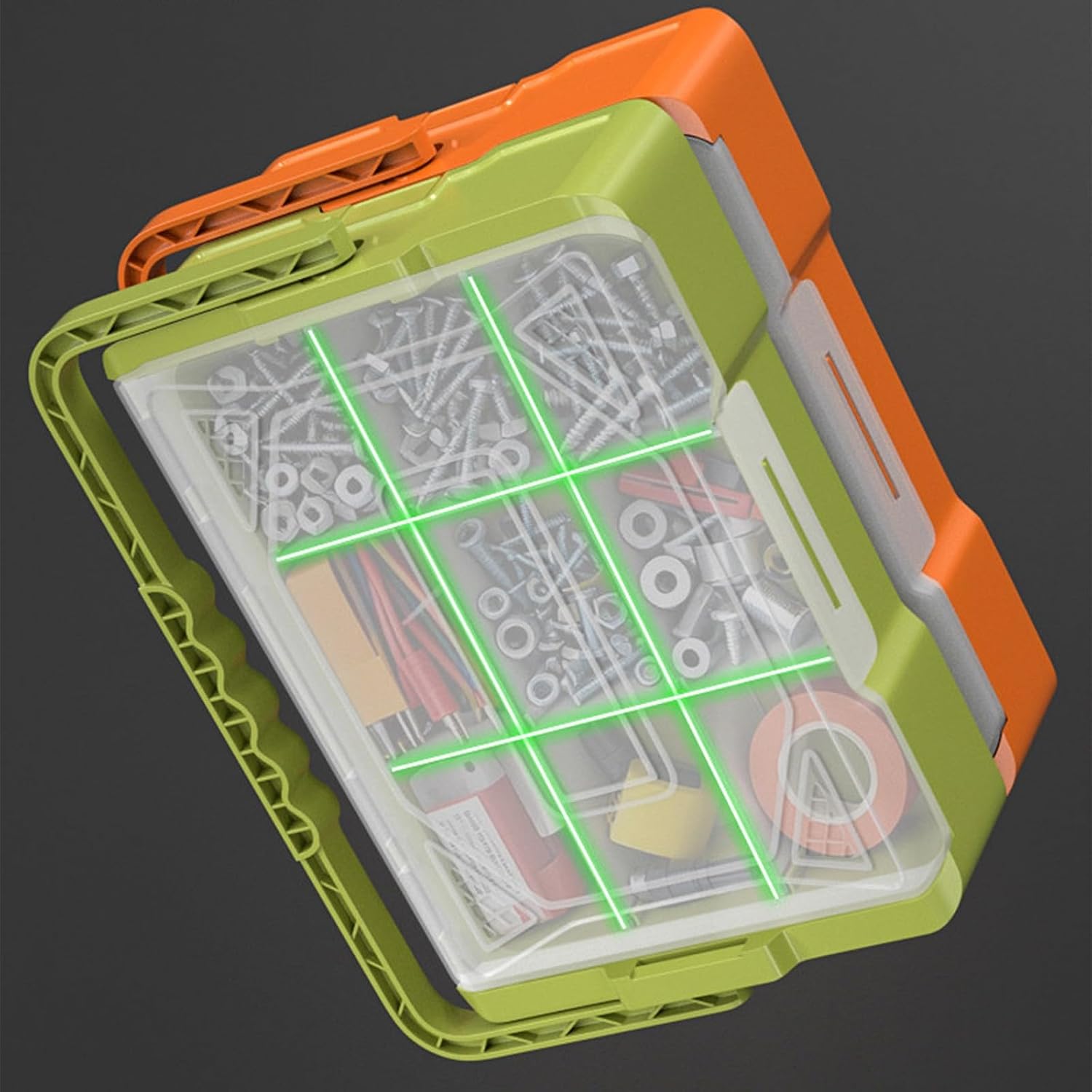  Boîte De Rangement Empilable Pour Outils Avec Cloison Amovible Pour Une Capacité De Charge De 20 Kg Et Fenêtre Transparente Empilable Avec Couvercle